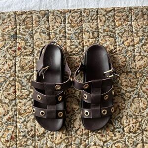 Brown Sandals with Gold Accents